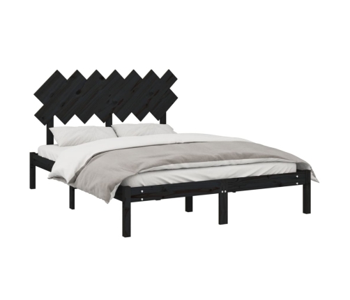 Estructura de cama de madera maciza negra 140x200 cm