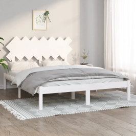 Estructura de cama de madera maciza blanco 150x200 cm