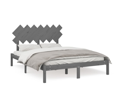 Estructura de cama de madera maciza gris 150x200 cm