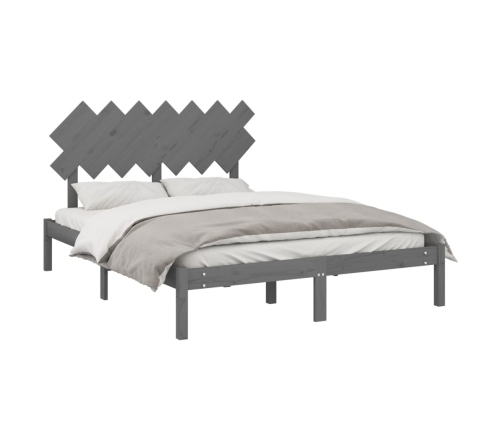 Estructura de cama de madera maciza gris 150x200 cm