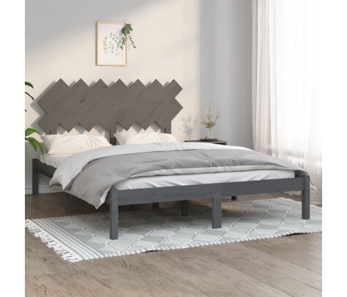 Estructura de cama de madera maciza gris 150x200 cm