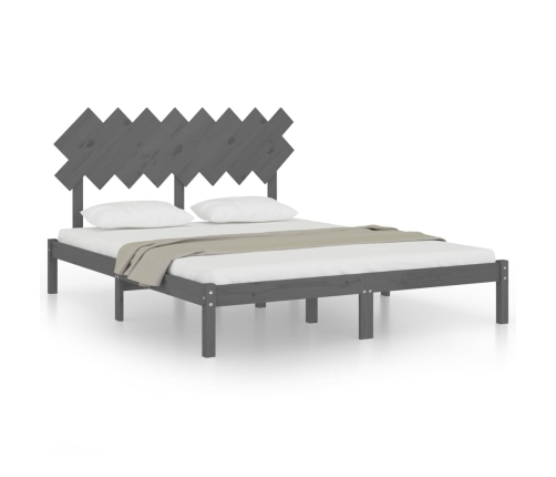 Estructura de cama de madera maciza de pino gris 160x200 cm