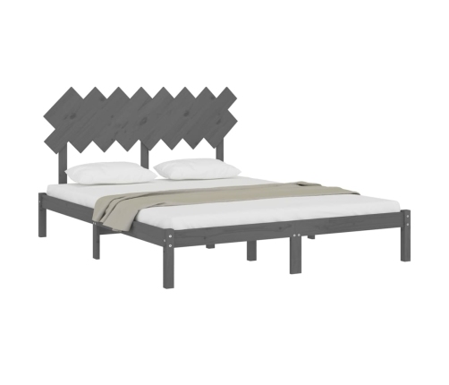 Estructura de cama de madera maciza de pino gris 160x200 cm