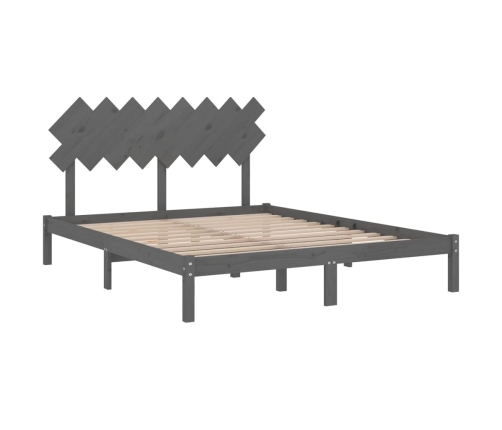 Estructura de cama de madera maciza de pino gris 160x200 cm