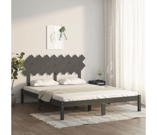 Estructura de cama de madera maciza de pino gris 160x200 cm