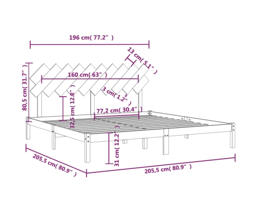 Estructura de cama madera maciza blanco 200x200 cm