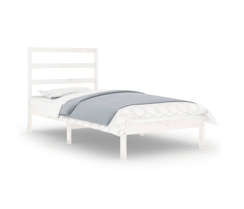 Estructura de cama madera maciza individual blanco 75x190 cm