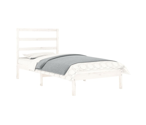 Estructura de cama madera maciza individual blanco 75x190 cm