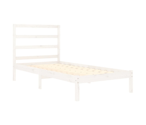 Estructura de cama madera maciza individual blanco 75x190 cm
