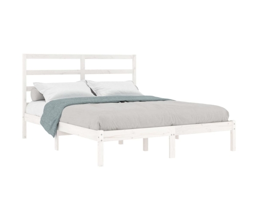 Estructura de cama doble pequeña madera maciza blanca 120x190cm