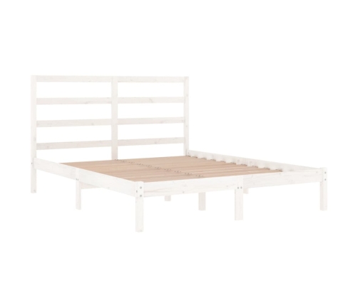 Estructura de cama doble pequeña madera maciza blanca 120x190cm