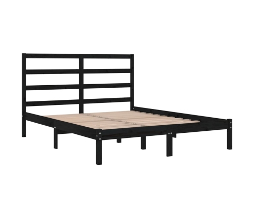 Estructura de cama madera maciza negra 120x190 cm