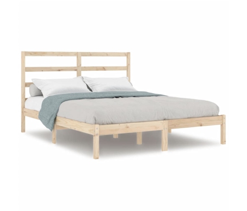 Estructura de cama sin colchón madera maciza de pino 140x190 cm