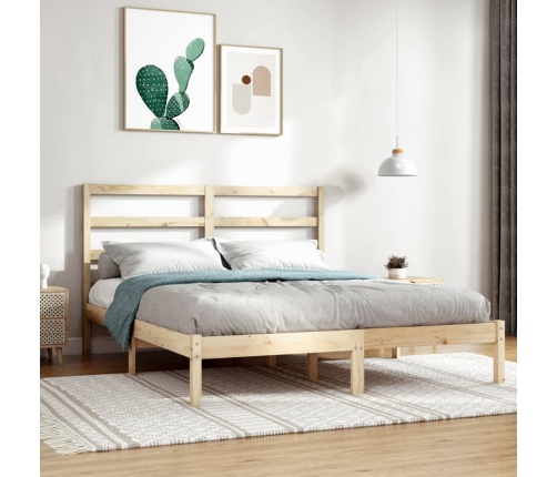 Estructura de cama sin colchón madera maciza de pino 140x190 cm