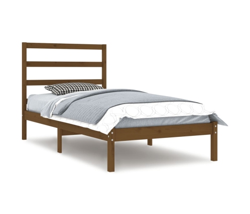 Estructura de cama madera maciza pino marrón miel 100x200 cm