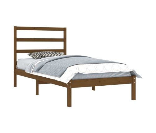 Estructura de cama madera maciza pino marrón miel 100x200 cm