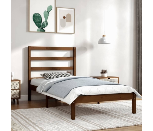 Estructura de cama madera maciza pino marrón miel 100x200 cm