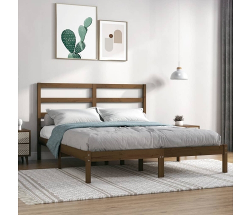 vidaXL Estructura de cama madera maciza de pino marrón miel 120x200 cm