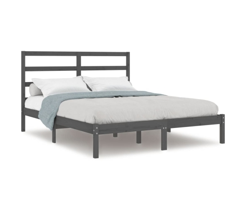 Estructura de cama madera maciza gris King Size 150x200 cm