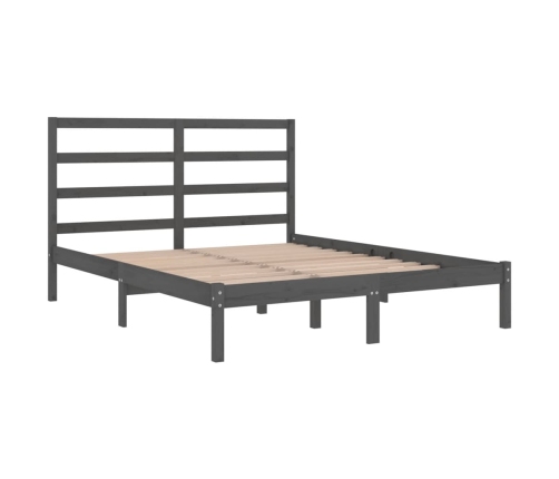 Estructura de cama madera maciza gris King Size 150x200 cm