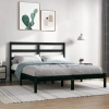 Estructura de cama madera maciza negra King Size 150x200 cm