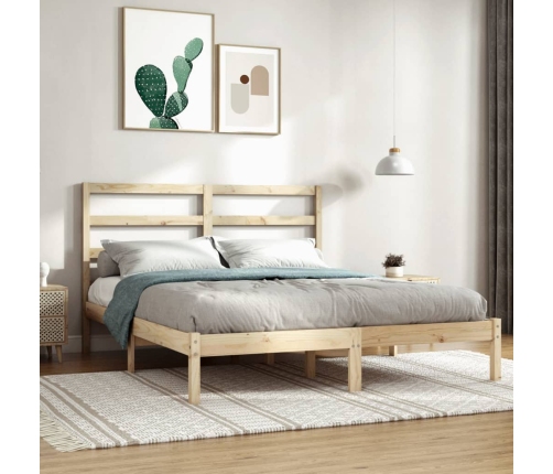 Estructura de cama sin colchón madera maciza de pino 160x200 cm