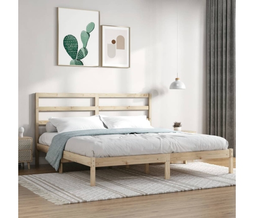 Estructura de cama sin colchón madera maciza de pino 200x200 cm