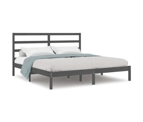 Estructura de cama de madera maciza de pino gris 200x200 cm