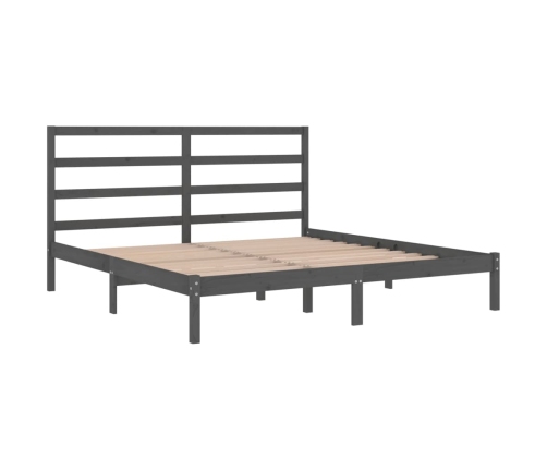 Estructura de cama de madera maciza de pino gris 200x200 cm