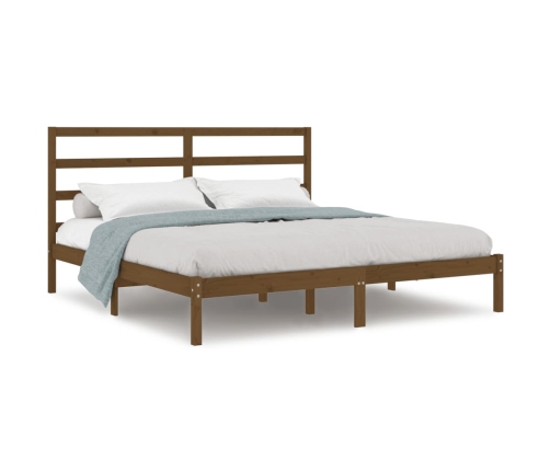 Estructura de cama madera maciza de pino marrón miel 200x200 cm