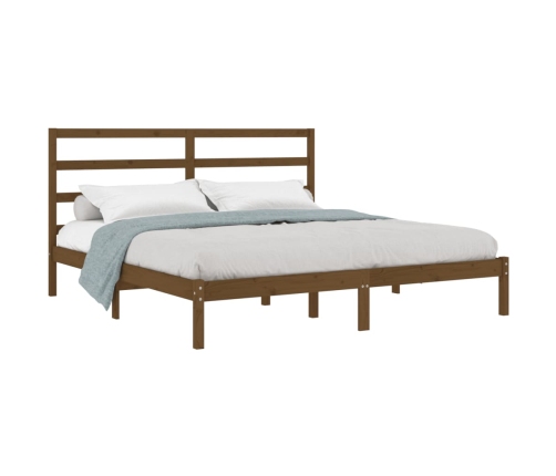 Estructura de cama madera maciza de pino marrón miel 200x200 cm