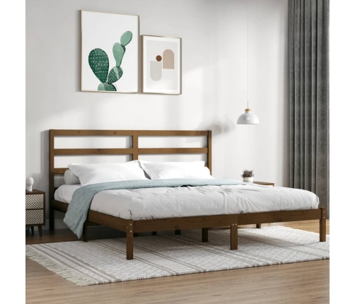 Estructura de cama madera maciza de pino marrón miel 200x200 cm