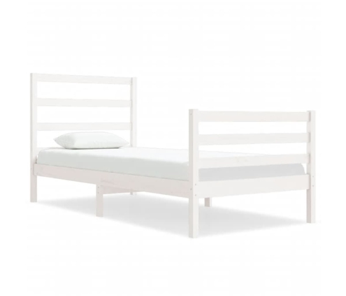 Estructura de cama sin colchón madera maciza blanca 75x190 cm