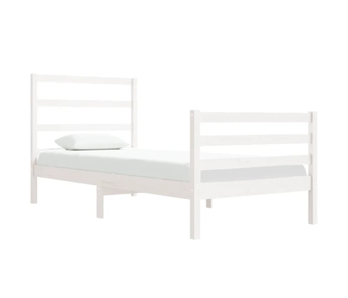 Estructura de cama sin colchón madera maciza blanca 75x190 cm