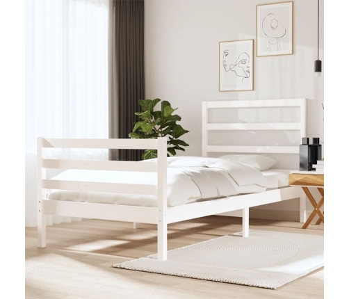 Estructura de cama sin colchón madera maciza blanca 75x190 cm