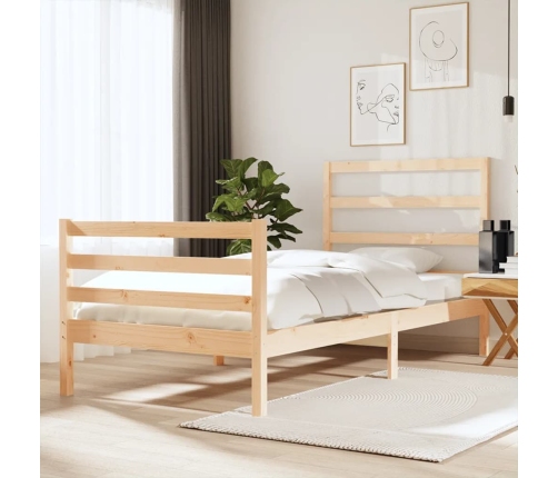 Estructura de cama madera maciza de pino 90x190 cm