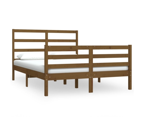 Estructura de cama doble madera maciza marrón miel 120x190 cm