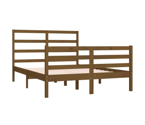 Estructura de cama doble madera maciza marrón miel 120x190 cm