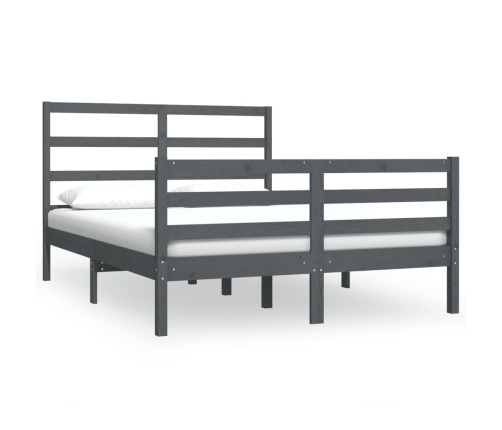 Estructura de cama madera maciza de pino doble gris 135x190cm