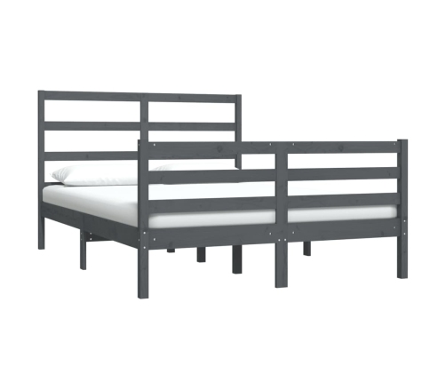 Estructura de cama madera maciza de pino doble gris 135x190cm