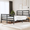 Estructura de cama madera maciza de pino doble gris 135x190cm