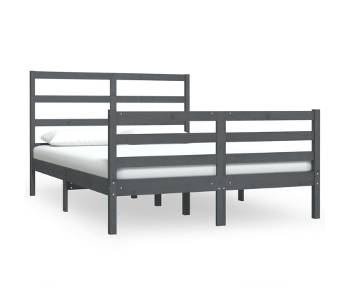 Estructura de cama de madera maciza de pino gris 140x190 cm