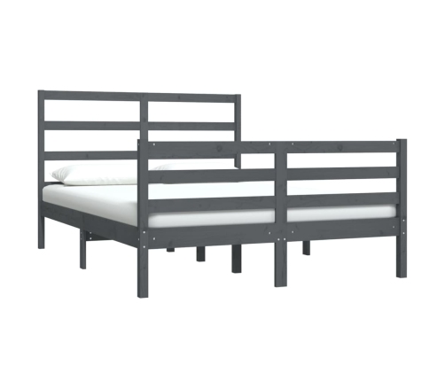 Estructura de cama de madera maciza de pino gris 140x190 cm