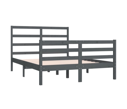 Estructura de cama de madera maciza de pino gris 140x190 cm