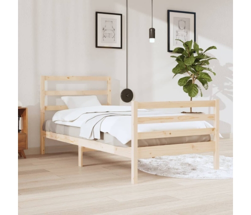 Estructura de cama sin colchón madera maciza de pino 90x200 cm