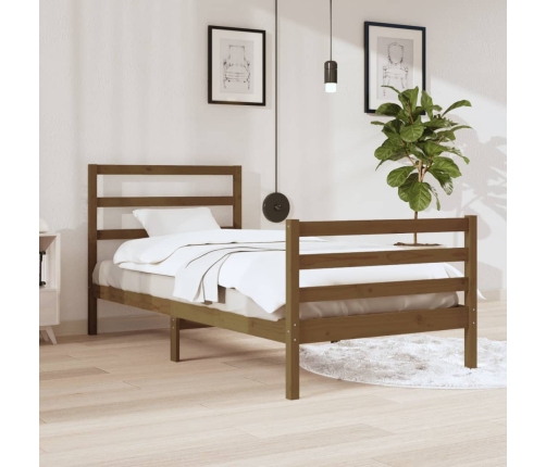 Estructura cama sin colchón madera pino marrón miel 90x200 cm