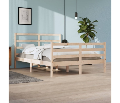 Estructura de cama sin colchón madera maciza de pino 160x200 cm