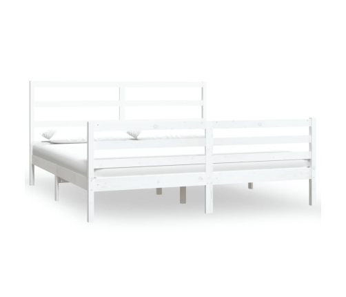 Estructura de cama madera maciza blanco Super King 180x200 cm