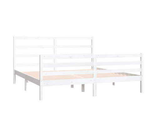 Estructura de cama madera maciza blanco Super King 180x200 cm