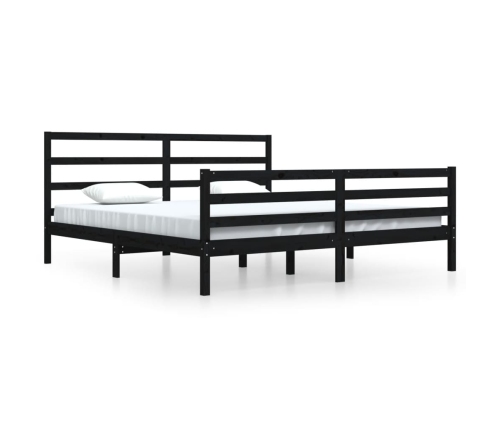 vidaXL Estructura de cama de madera maciza de pino negra 200x200 cm